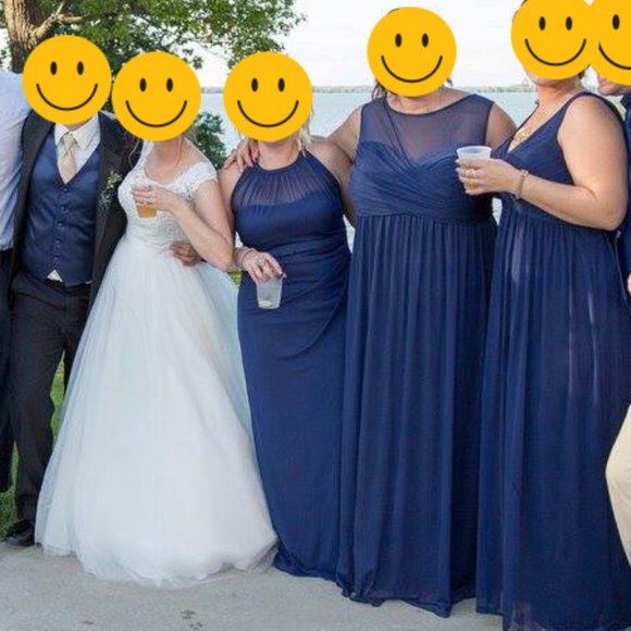 DB Studio Bridesmaids Dress with Illusion Neckline | Marine Size 12 - Picture 14 of 15